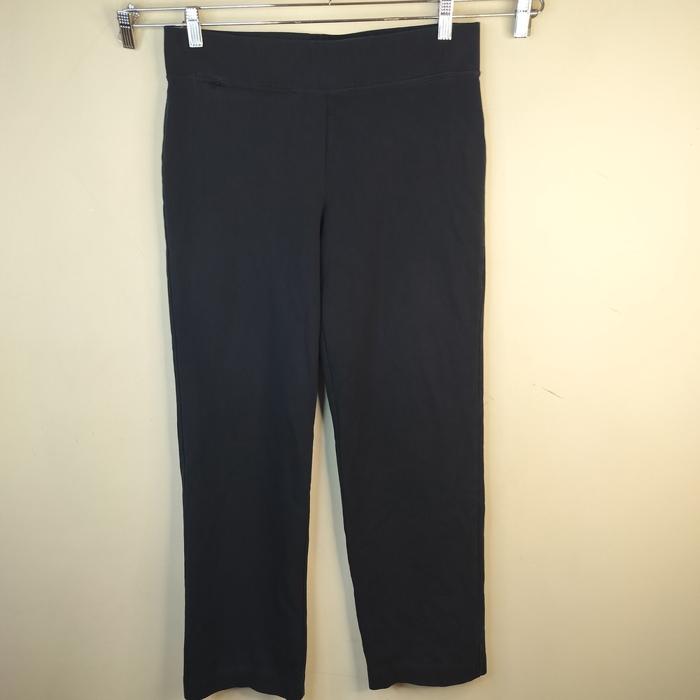 Lands End Straight Leg Pants Womens Medium 10-12 Cotton Spandex Casual Black